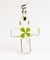 4 Leaf Lucky Clover Necklace - Cross (Clear)