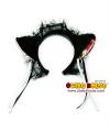 Black Cat Ears Hairband with Bells and Black Ribbons ( Cosplay )