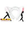 White Cat Ears Hairband with Bells and White Ribbons ( Cosplay )